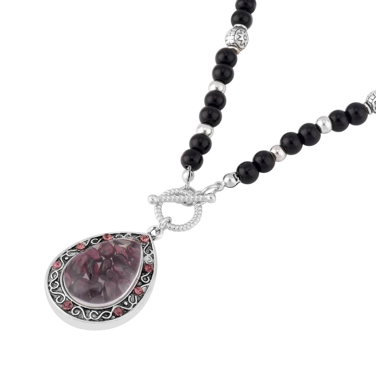 Mozambique Garnet and Multi Gemstone Statement Necklace 30 Inches in Silvertone 3.00 ctw image number 3