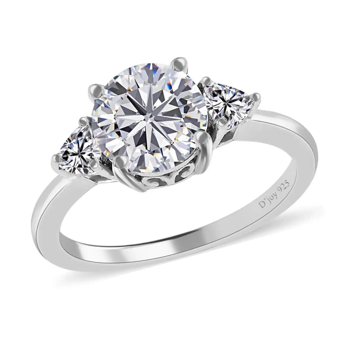 Moissanite 3 Stone Ring in Platinum Over Sterling Silver (Size 10.0) 2.10 ctw (Del. in 5-7 Days) image number 0