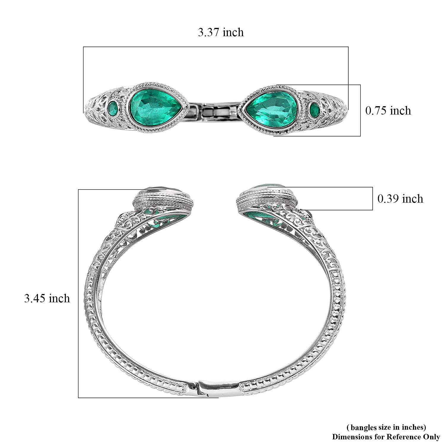 Emeraldine Quartz Cuff Bracelet in Stainless Steel (7.25 In) 12.50 ctw , Tarnish-Free, Waterproof, Sweat Proof Jewelry