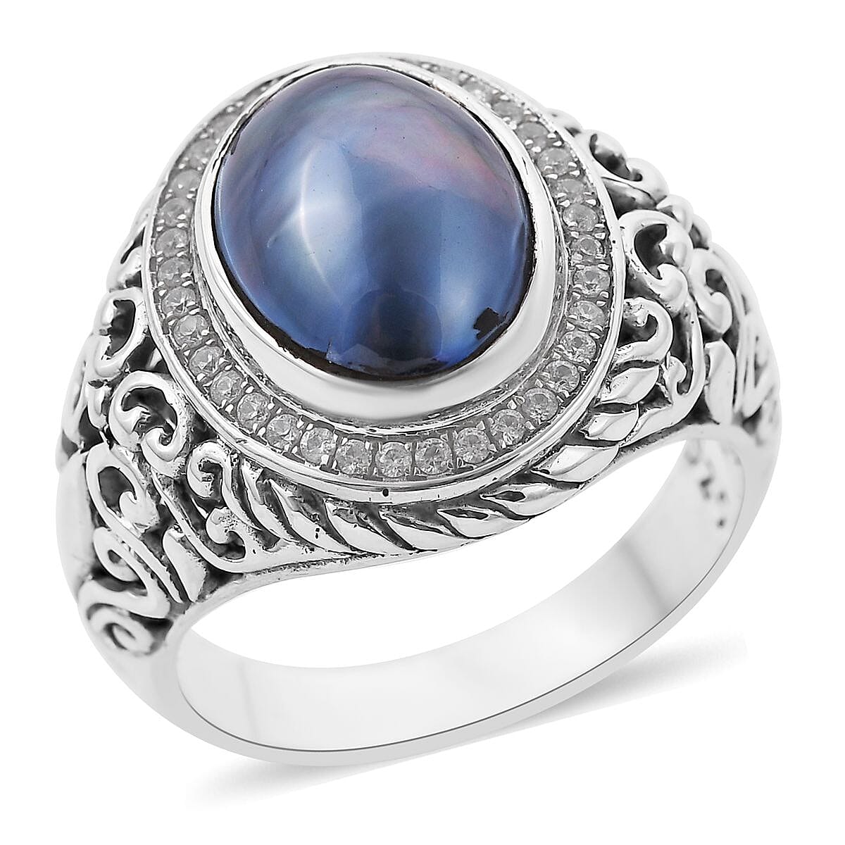 Purple Pearl Ring Sterling Silver , Silver Wt. 6.94 g image number 0