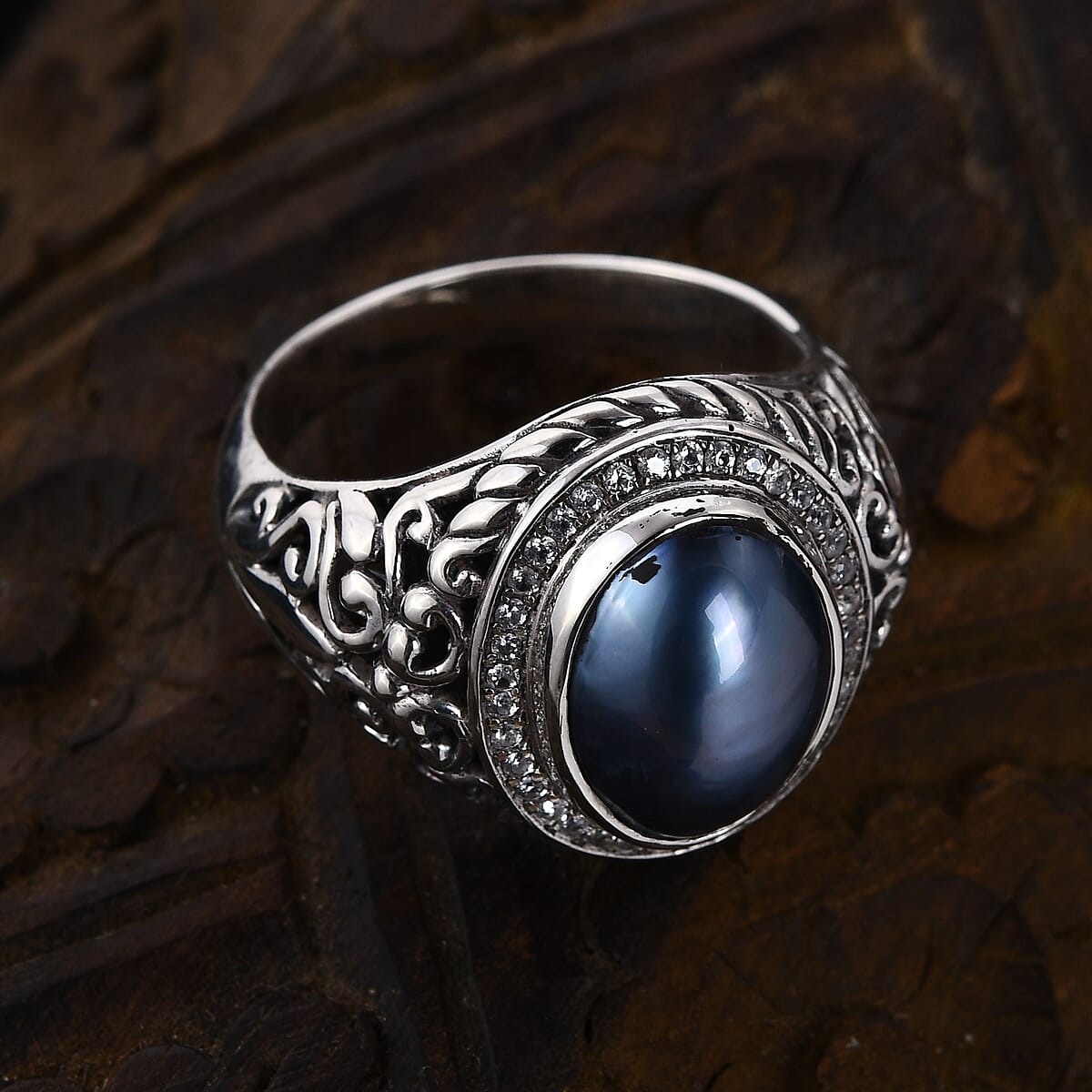 Purple Pearl Ring Sterling Silver , Silver Wt. 6.94 g image number 1