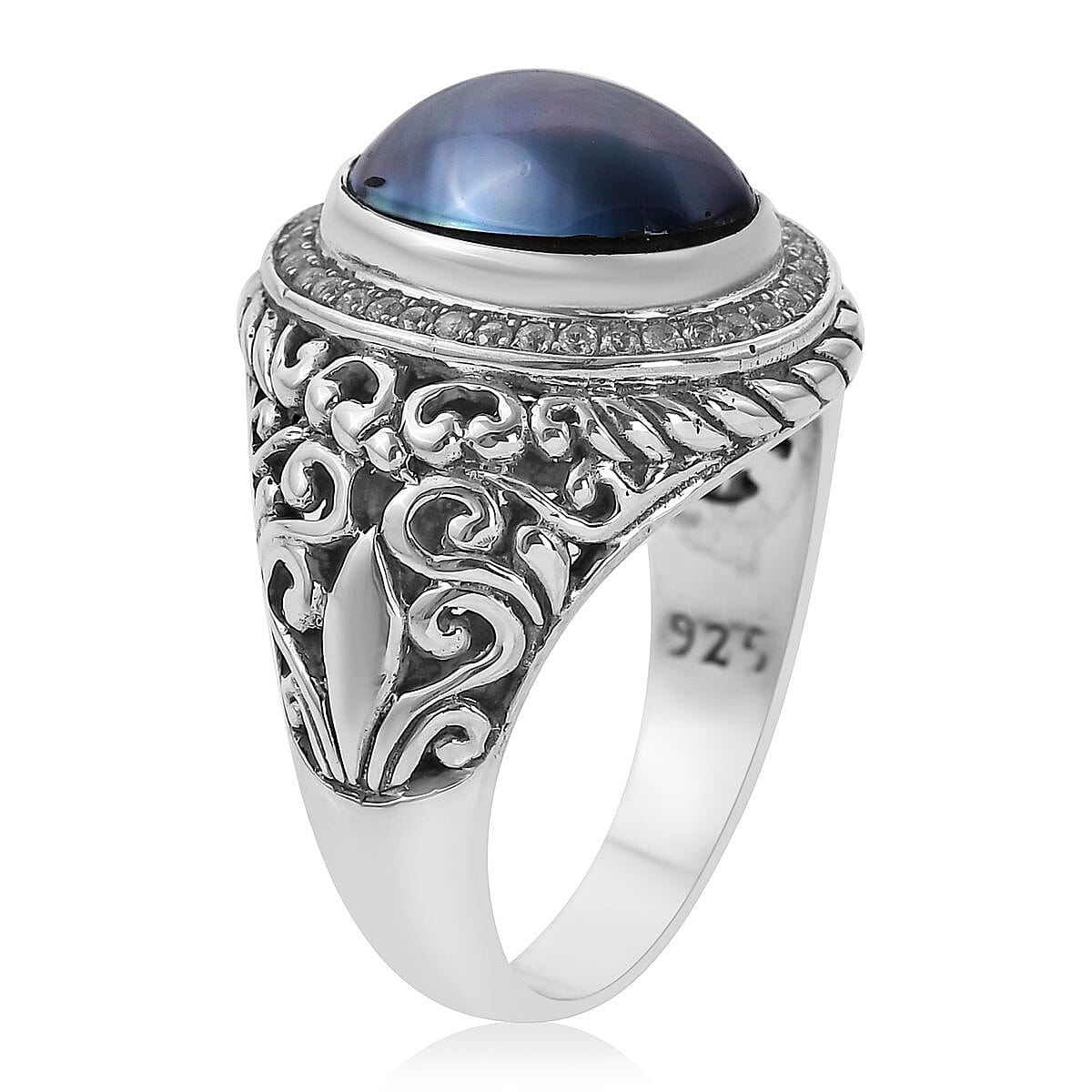 Purple Pearl Ring Sterling Silver , Silver Wt. 6.94 g image number 3