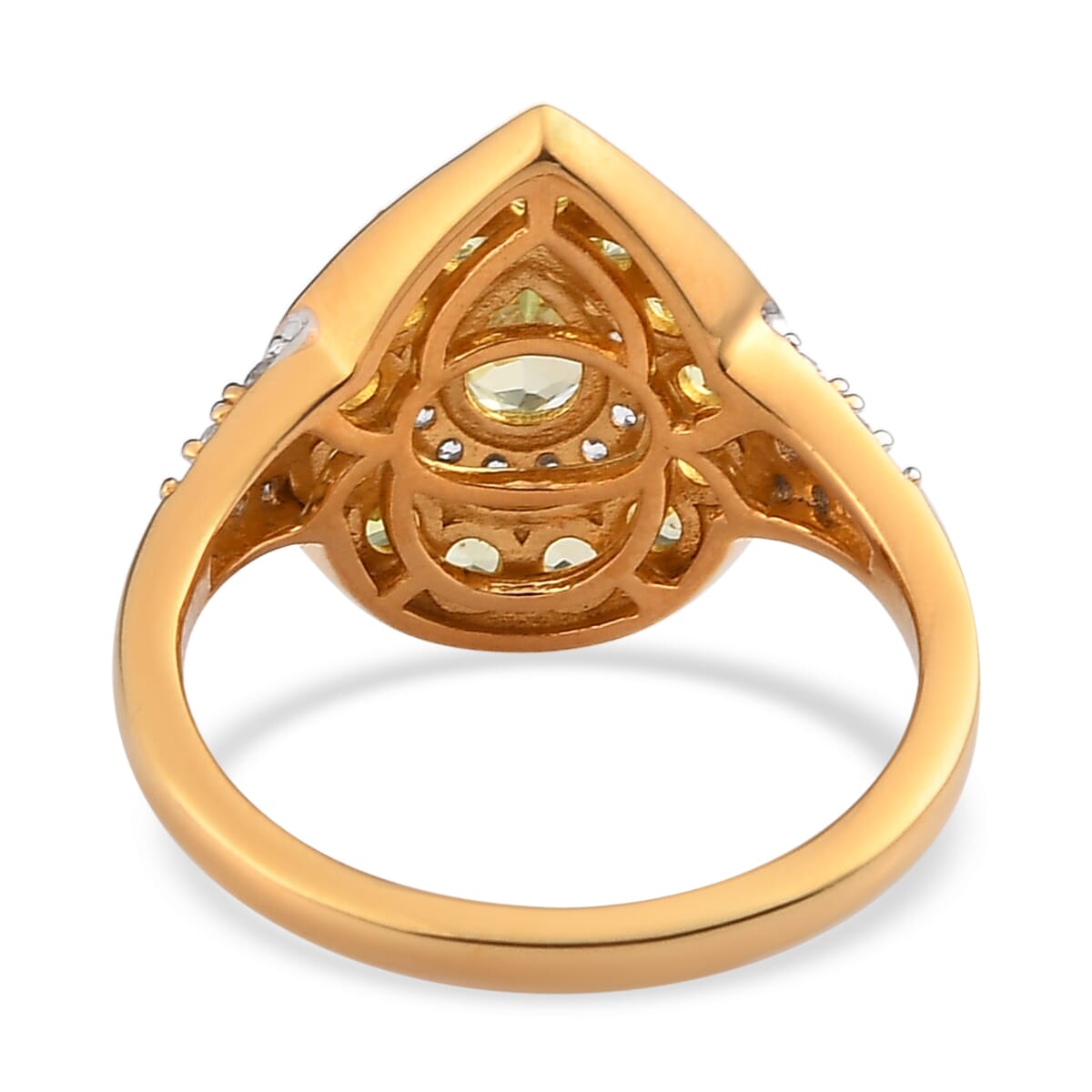 Natural Chrysoberyl and Natural White Zircon Double Halo Ring in Vermeil Yellow Gold Over Sterling Silver 2.00 ctw image number 4