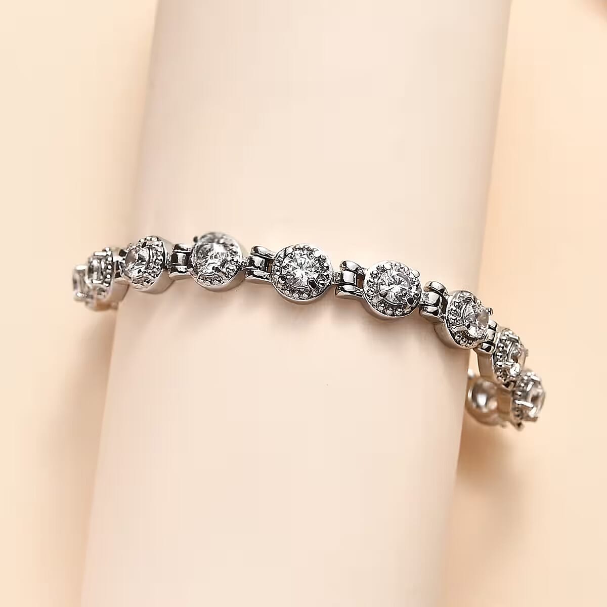White Zircon Bracelet in Stainless Steel (6.50-8.00In) 4.75 ctw image number 5