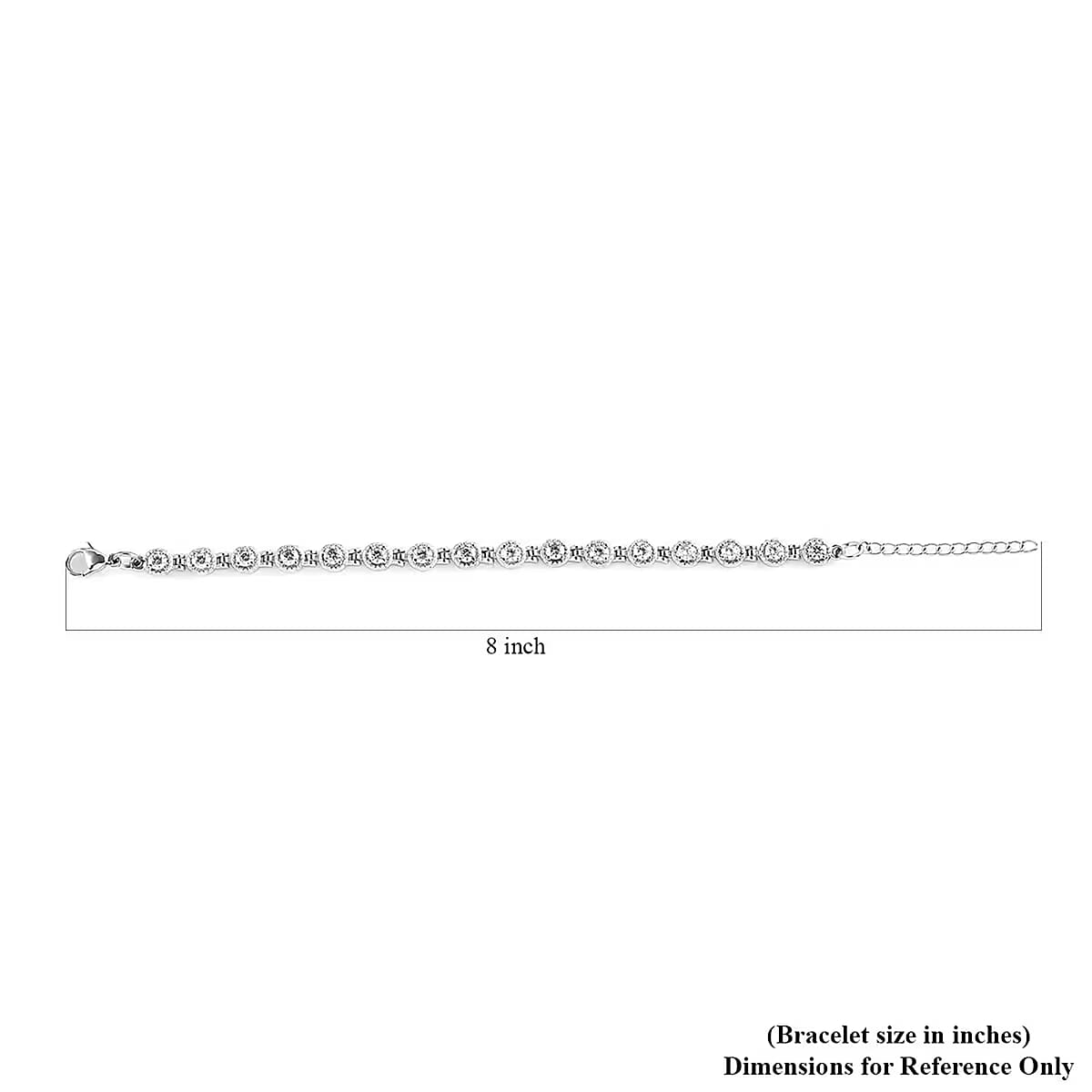White Zircon Bracelet in Stainless Steel (6.50-8.00In) 4.75 ctw image number 6