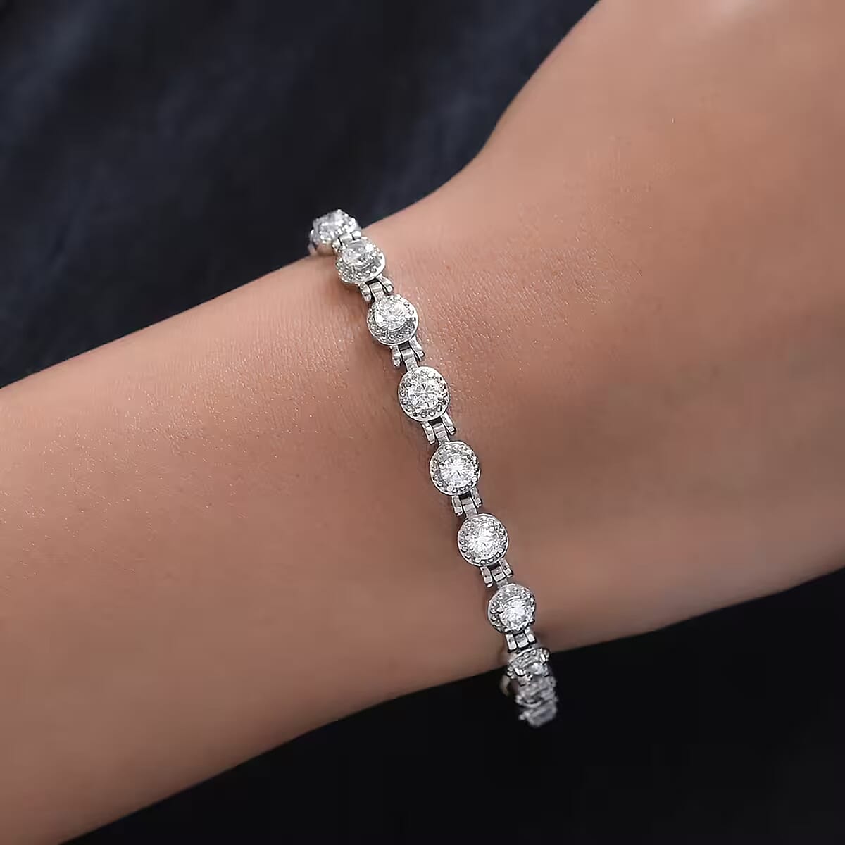 White Zircon Bracelet in Stainless Steel (6.50-8.00In) 4.75 ctw image number 7