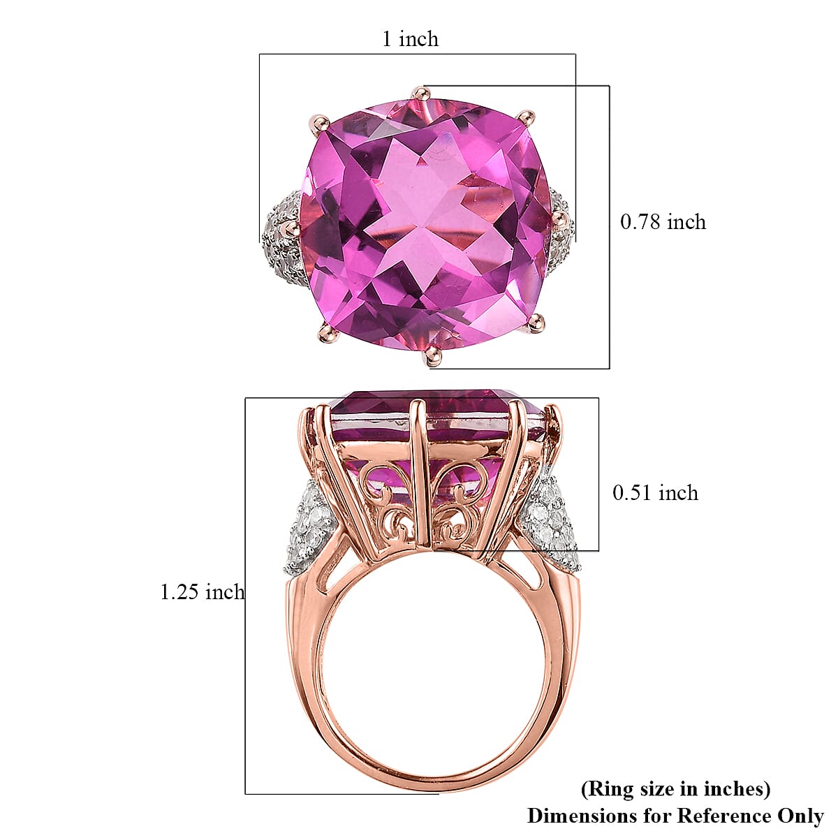 African Lilac Quartz (Triplet) and Natural White Zircon Ring in Vermeil Rose Gold Over Sterling Silver 21.85 ctw image number 5