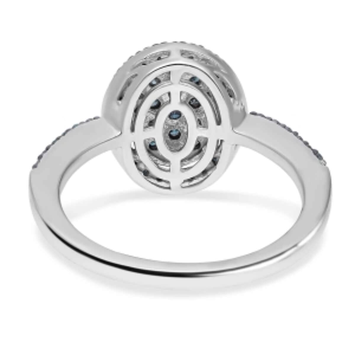 Blue Diamond 0.52 ctw Ring in Platinum Over Sterling Silver (Size 8) image number 4