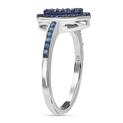 Blue Diamond 0.50 ctw Ring in Platinum Over Sterling Silver (Size 10.0)