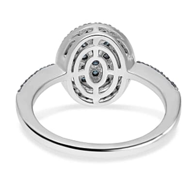 Blue Diamond 0.50 ctw Ring in Platinum Over Sterling Silver (Size 10.0)