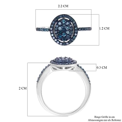 Blue Diamond 0.50 ctw Ring in Platinum Over Sterling Silver (Size 10.0)