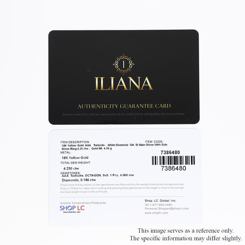 Iliana 18K Yellow Gold AAA Turkizite and G-H SI Diamond Ring (Size 10.0) 4.35 Grams 4.25 ctw