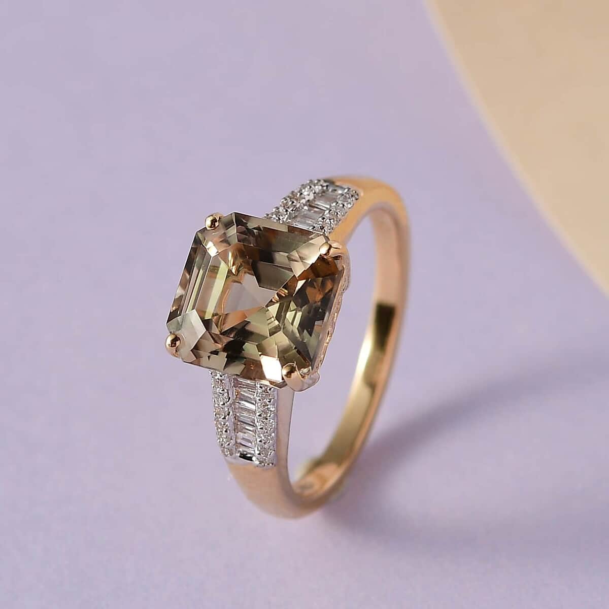 Iliana 18K Yellow Gold AAA Turkizite and G-H SI Diamond Ring (Size 8.0) 4.35 Grams 4.25 ctw image number 1