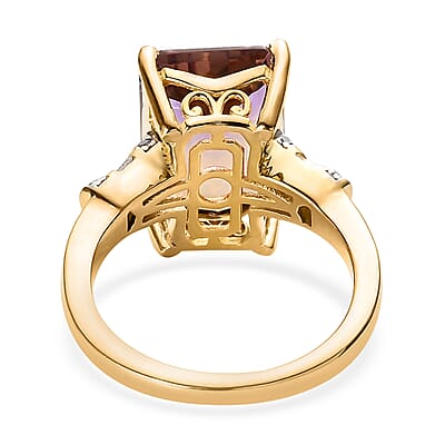 AAA Anahi Ametrine and Diamond Ring in Vermeil Yellow Gold Over Sterling Silver (Size 10.0) 7.25 ctw