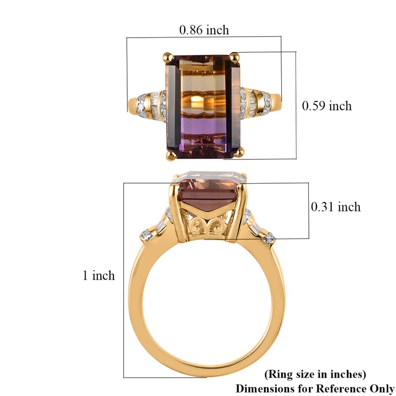 AAA Anahi Ametrine and Diamond Ring in Vermeil Yellow Gold Over Sterling Silver (Size 10.0) 7.25 ctw