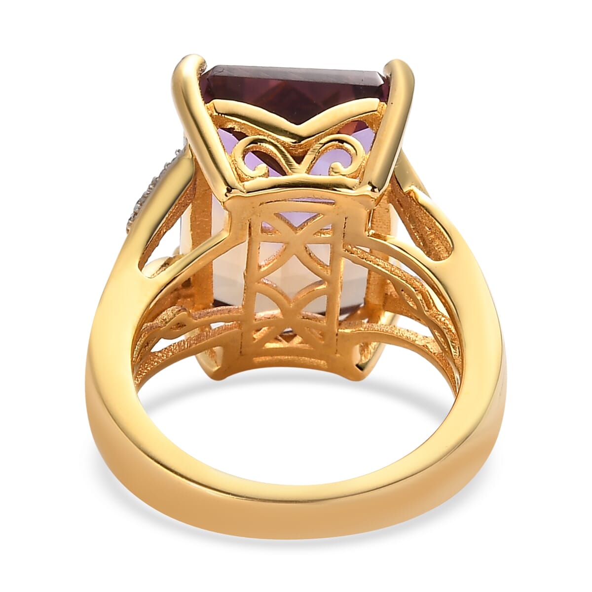 AAA Anahi Ametrine and Diamond Split Shank Ring in Vermeil Yellow Gold Over Sterling Silver 11.90 ctw (Del. in 7-10 Days) image number 4