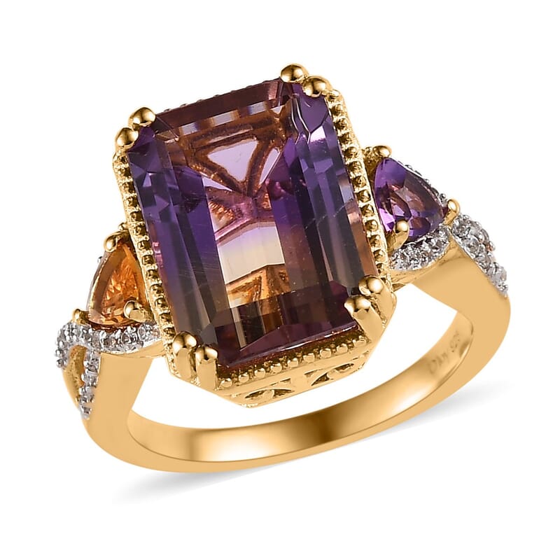 AAA Anahi Ametrine and Multi Gemstone Ring in Vermeil Yellow Gold Over Sterling Silver (Size 10.0) 8.60 ctw