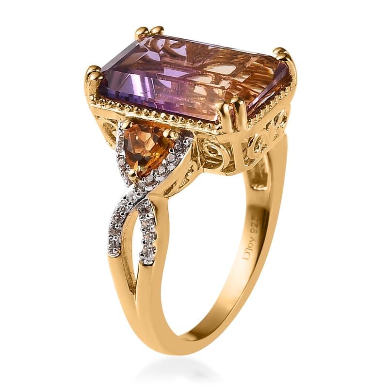 AAA Anahi Ametrine and Multi Gemstone Ring in Vermeil Yellow Gold Over Sterling Silver (Size 10.0) 8.60 ctw