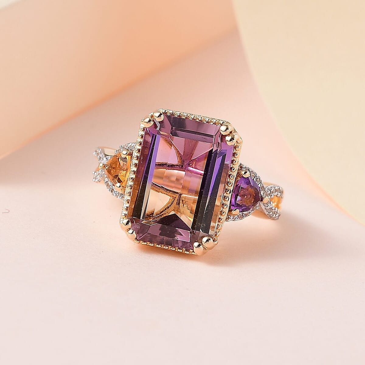 AAA Anahi Ametrine and Multi Gemstone Ring in Vermeil Yellow Gold Over Sterling Silver (Size 8.0) 8.60 ctw image number 1