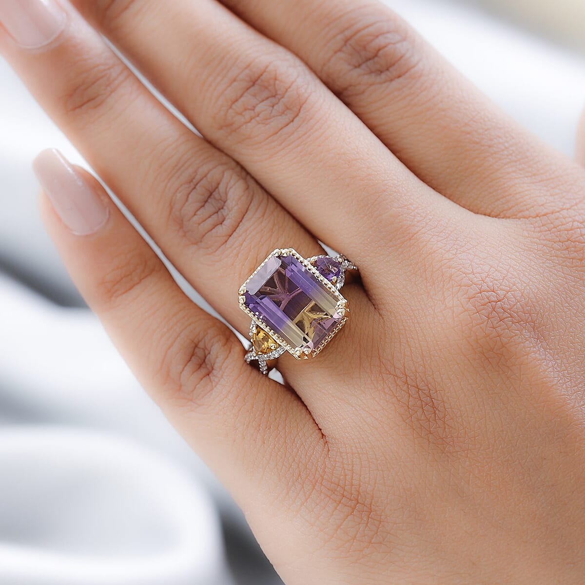 AAA Anahi Ametrine and Multi Gemstone Ring in Vermeil Yellow Gold Over Sterling Silver (Size 8.0) 8.60 ctw image number 2
