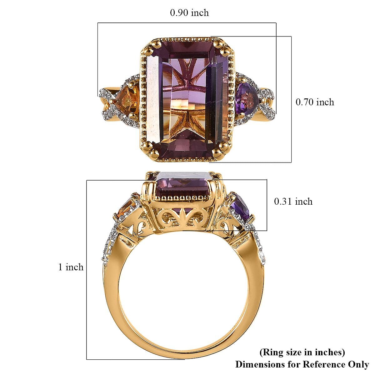 AAA Anahi Ametrine and Multi Gemstone Ring in Vermeil Yellow Gold Over Sterling Silver (Size 8.0) 8.60 ctw image number 5