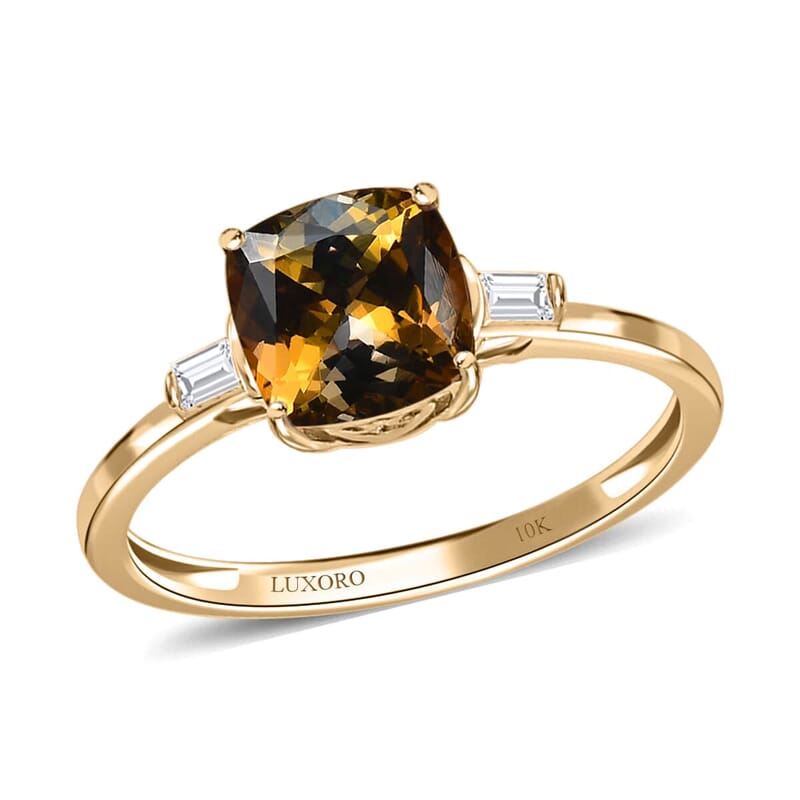 Luxoro 10K Yellow Gold Premium Golden Tanzanite and Diamond Ring (Size 10.0) 1.75 ctw