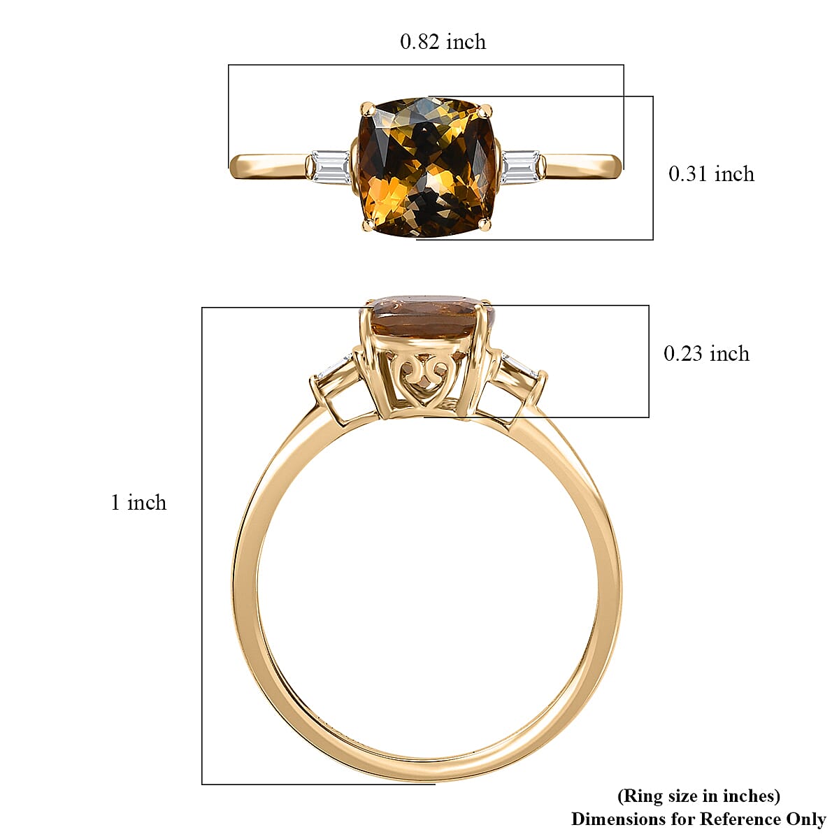 Luxoro 10K Yellow Gold Premium Golden Tanzanite and Diamond Ring (Size 10.0) 1.75 ctw