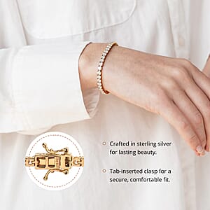 D'Joy Moissanite 5.70 ctw Tennis Bracelet in Vermeil Yellow Gold Over Sterling Silver (6.50 In)