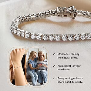 D'Joy Moissanite 5.90 ctw Tennis Bracelet, Moissanite Bracelet, Line Bracelet, Platinum Over Sterling Silver Bracelet (8.00 In)