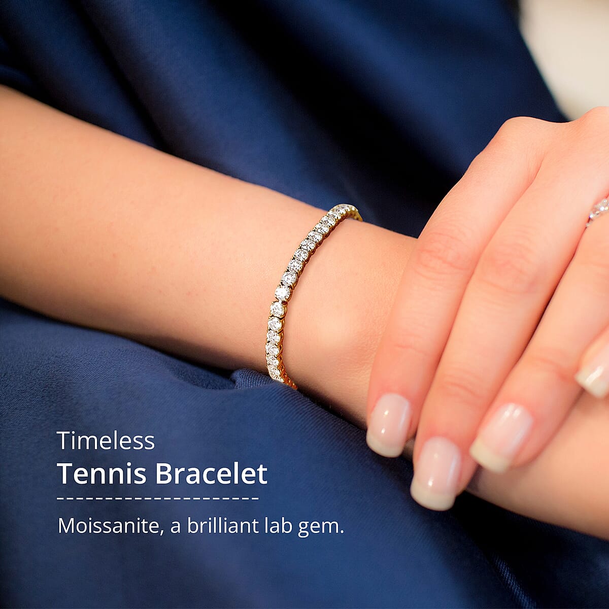 Moissanite 5.20 ctw Tennis Bracelet, Moissanite Bracelet, Line Bracelet, Vermeil Yellow Gold Over Sterling Silver Bracelet (7.25 In) image number 1