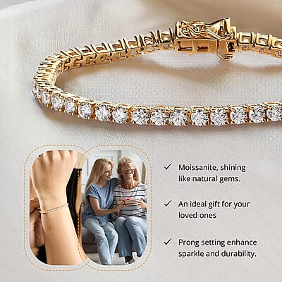 Moissanite 5.20 ctw Tennis Bracelet, Moissanite Bracelet, Line Bracelet, Vermeil Yellow Gold Over Sterling Silver Bracelet (7.25 In)