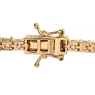 Moissanite 5.20 ctw Tennis Bracelet, Moissanite Bracelet, Line Bracelet, Vermeil Yellow Gold Over Sterling Silver Bracelet (7.25 In)