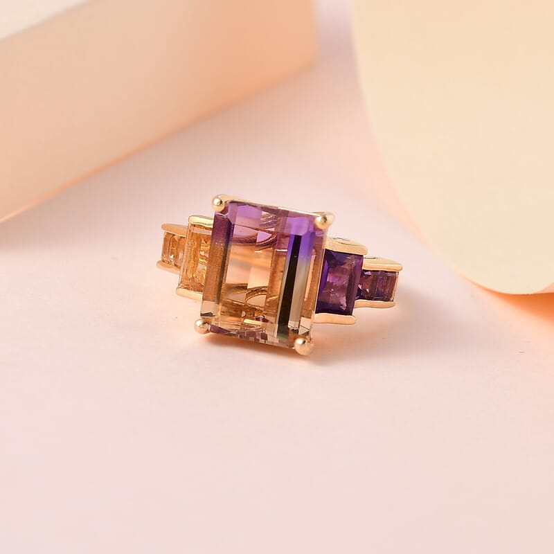 AAA Anahi Ametrine and Multi Gemstone Ring in Vermeil Yellow Gold Over Sterling Silver (Size 10.0) 8.15 ctw