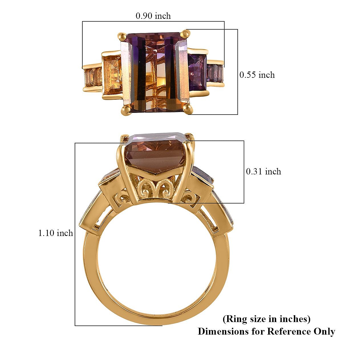 AAA Anahi Ametrine and Multi Gemstone Ring in Vermeil Yellow Gold Over Sterling Silver (Size 6.0) 8.15 ctw image number 5
