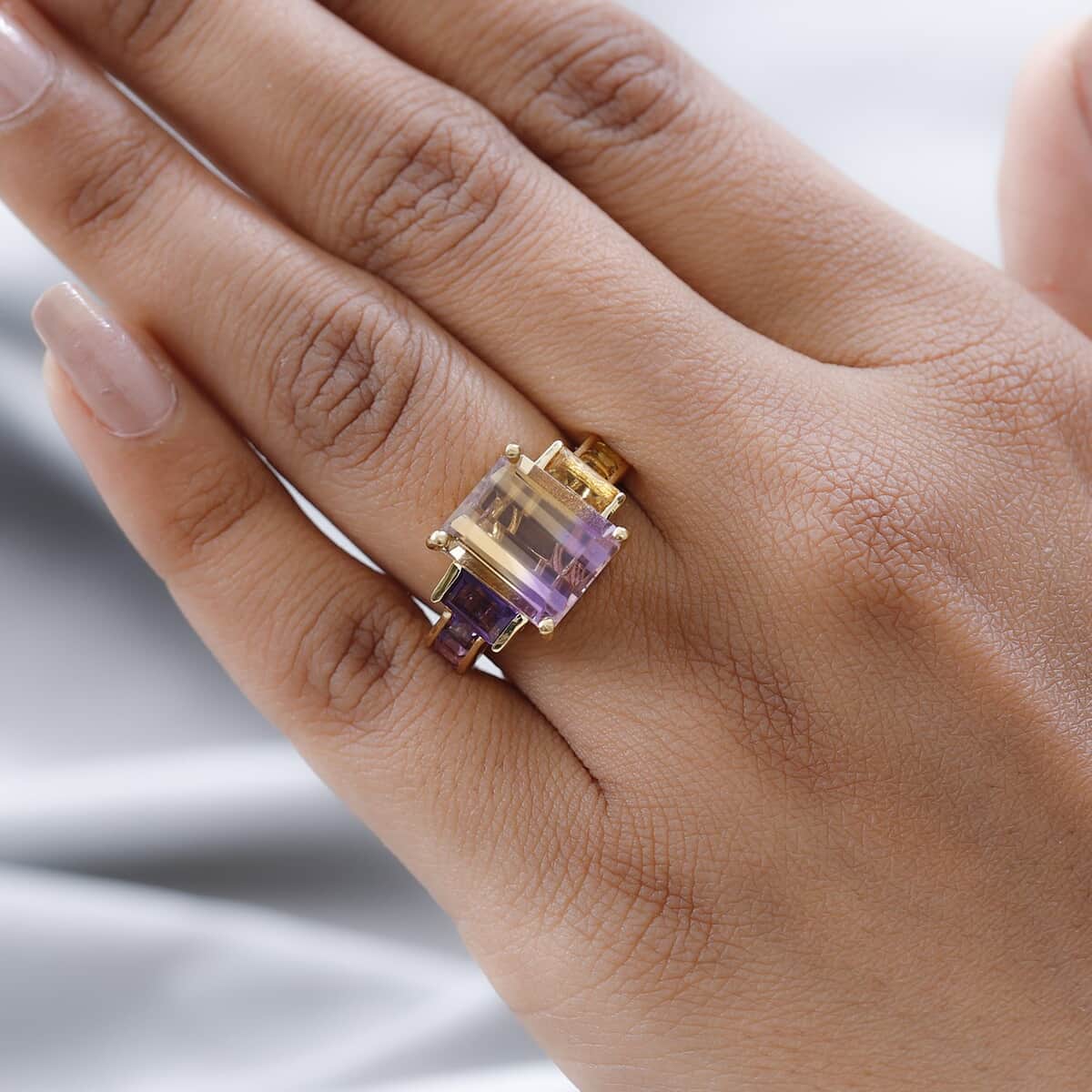 AAA Anahi Ametrine and Multi Gemstone Ring in Vermeil Yellow Gold Over Sterling Silver (Size 9.0) 8.15 ctw image number 2