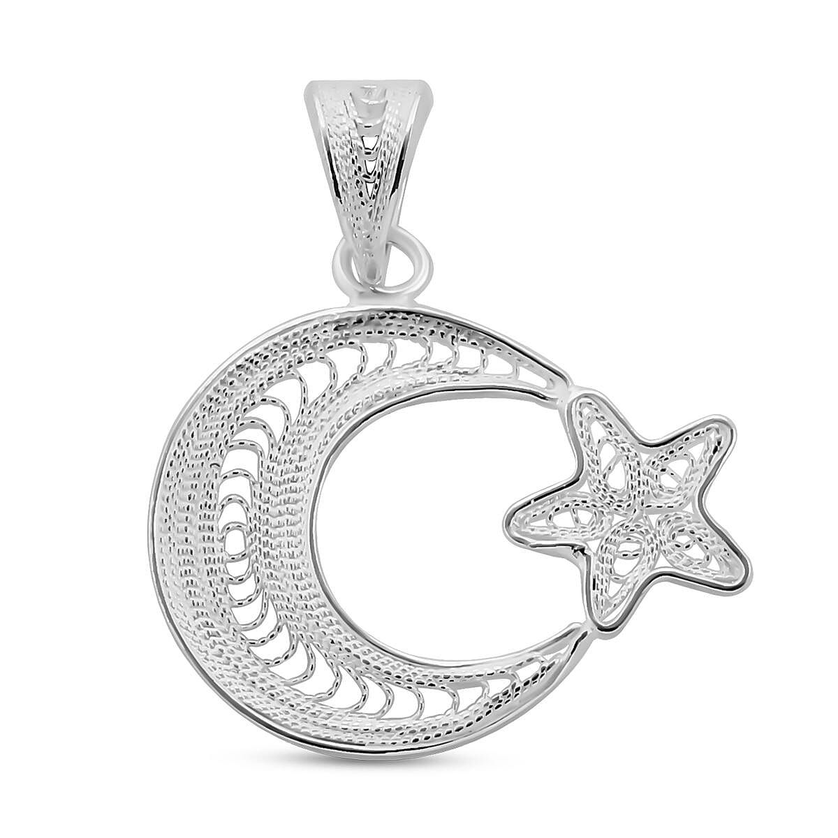 Sterling Silver Moon Star Pendant 1.50 Grams image number 0