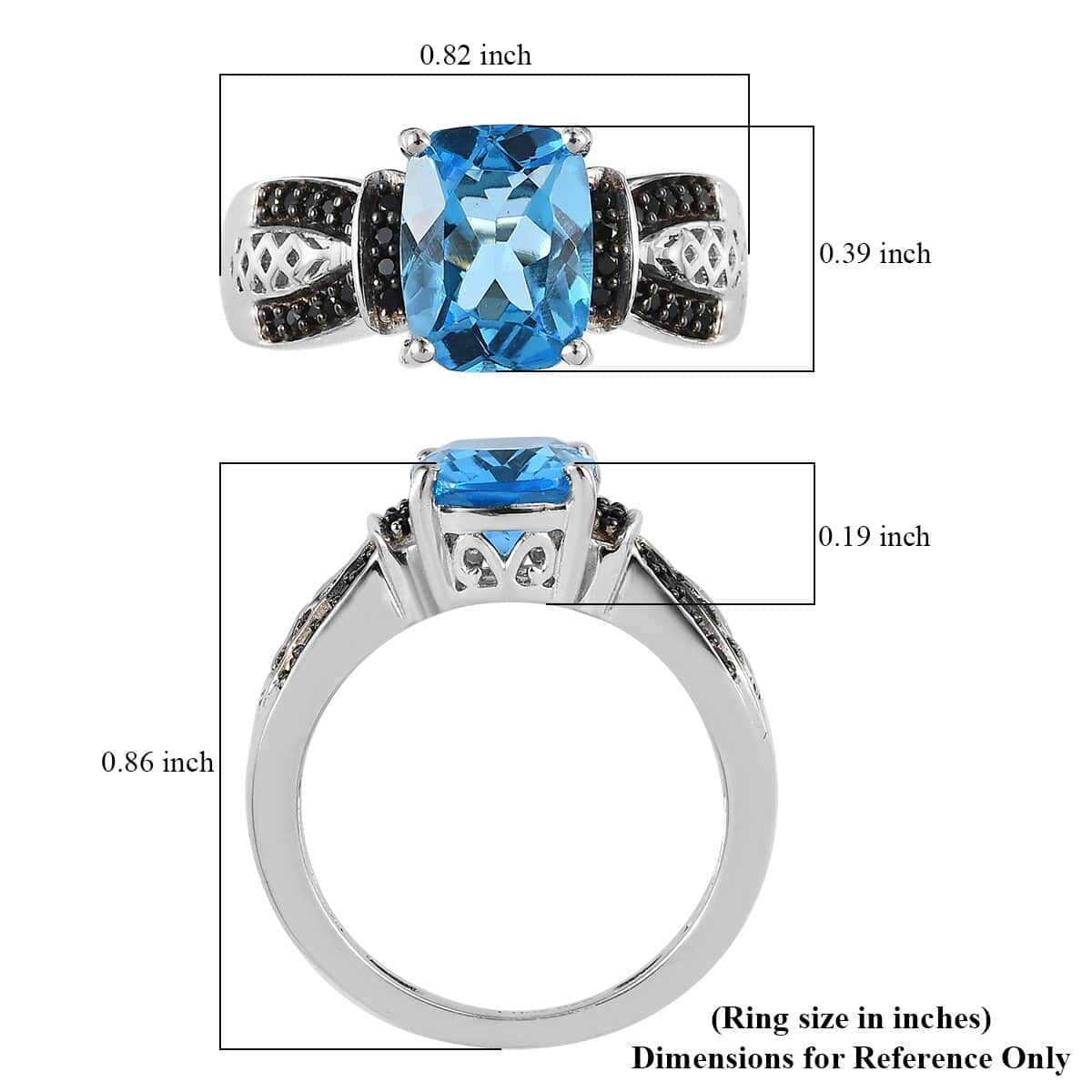 Marambaia Topaz, Thai Black Spinel Ring in Platinum Over Sterling Silver 2.90 ctw image number 5