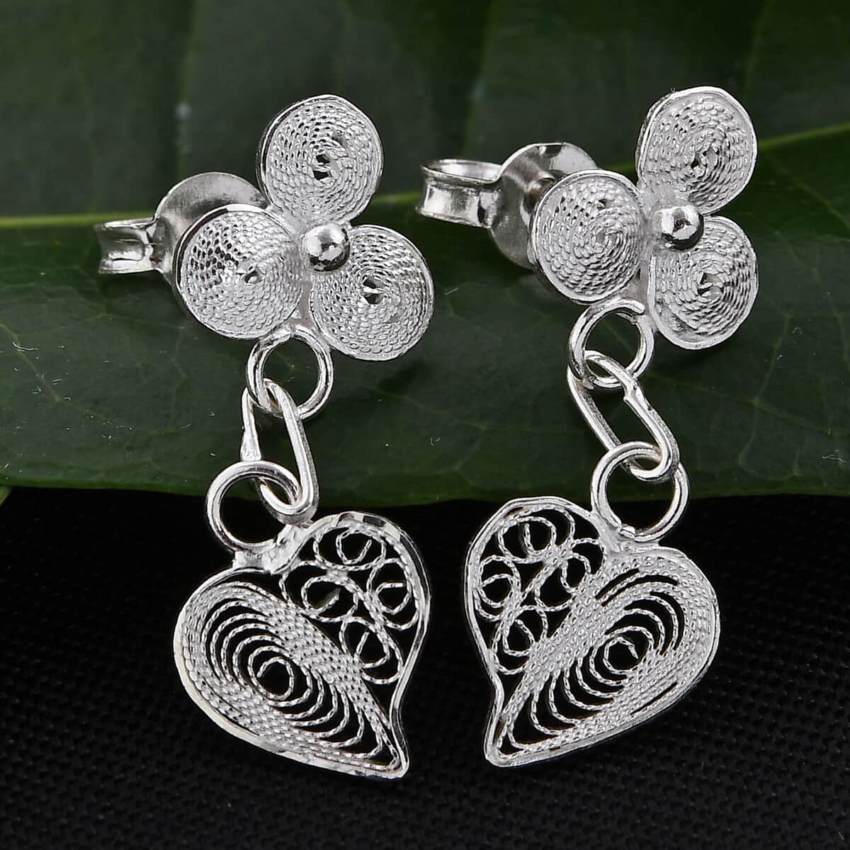 Sterling Silver Dangle Earrings 1.75 Grams image number 1