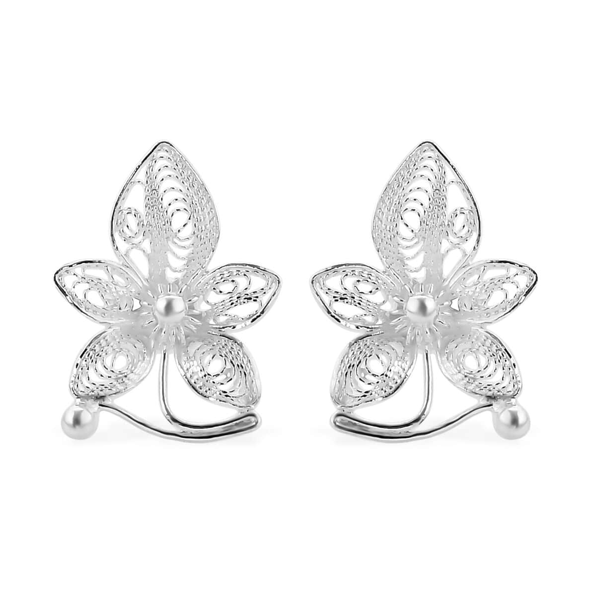 Sterling Silver Floral Earrings 2.30 Grams image number 0