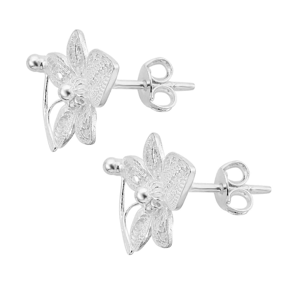 Sterling Silver Floral Earrings 2.30 Grams image number 3