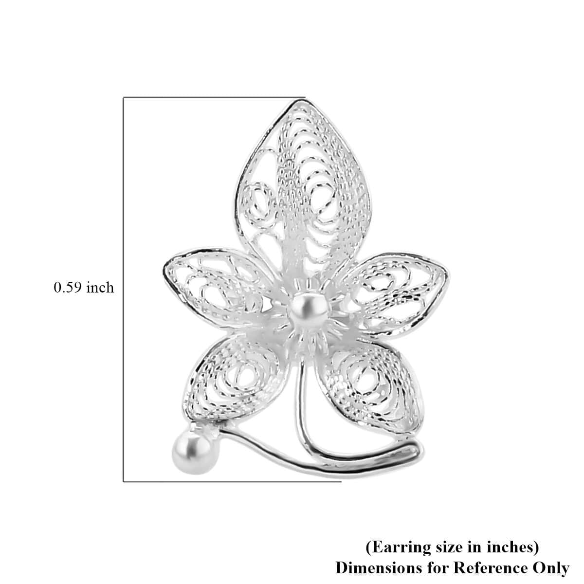 Sterling Silver Floral Earrings 2.30 Grams image number 4