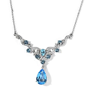 Marambaia Topaz and White Zircon Necklace 18 Inches in Platinum Over Sterling Silver 11.10 ctw