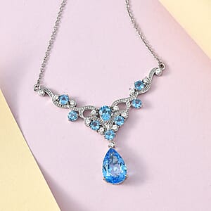 Marambaia Topaz and White Zircon Necklace 18 Inches in Platinum Over Sterling Silver 11.10 ctw