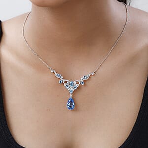 Marambaia Topaz and White Zircon Necklace 18 Inches in Platinum Over Sterling Silver 11.10 ctw