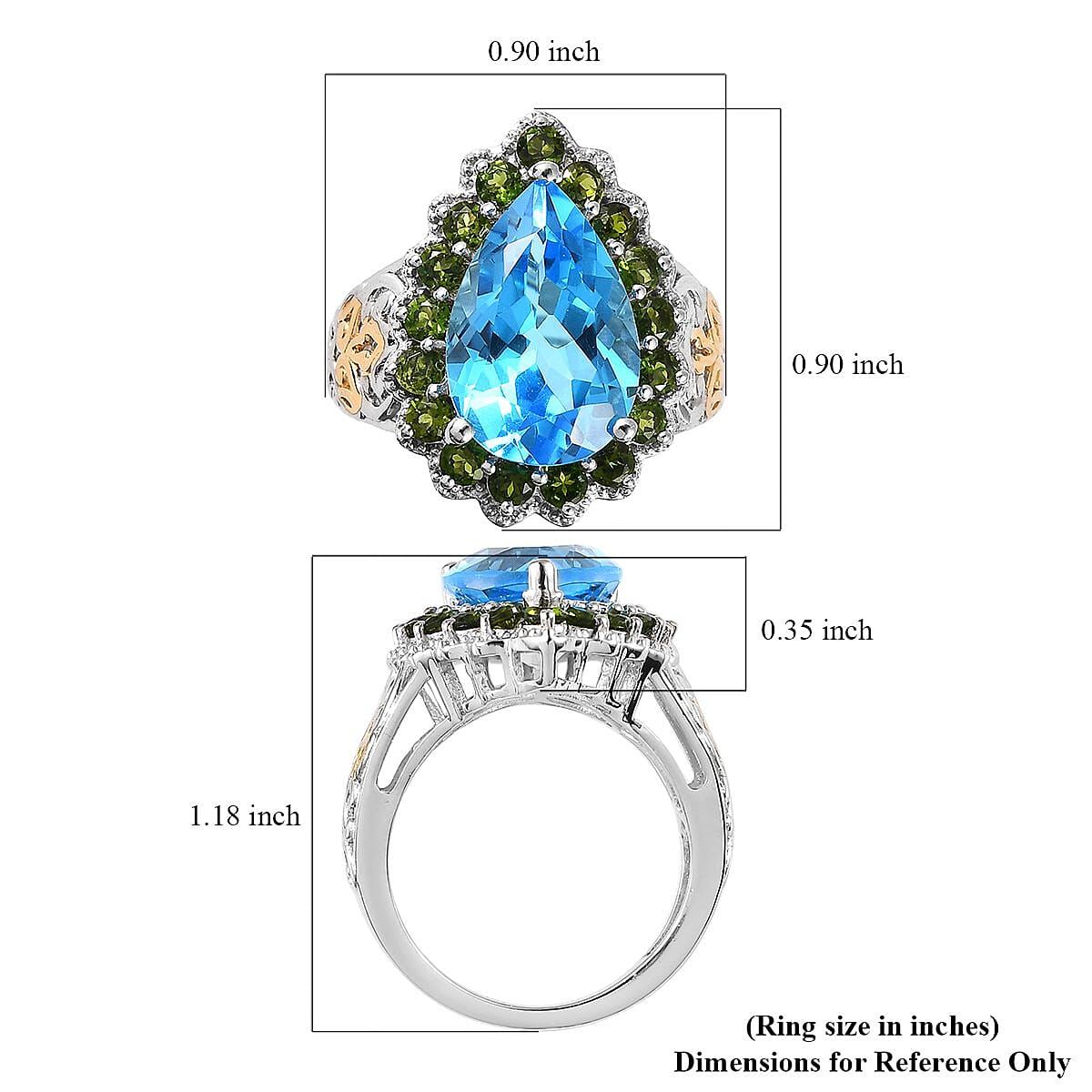 Marambaia Topaz and Natural Chrome Diopside Ring in Vermeil YG and Platinum Over Sterling Silver 8.75 ctw image number 5