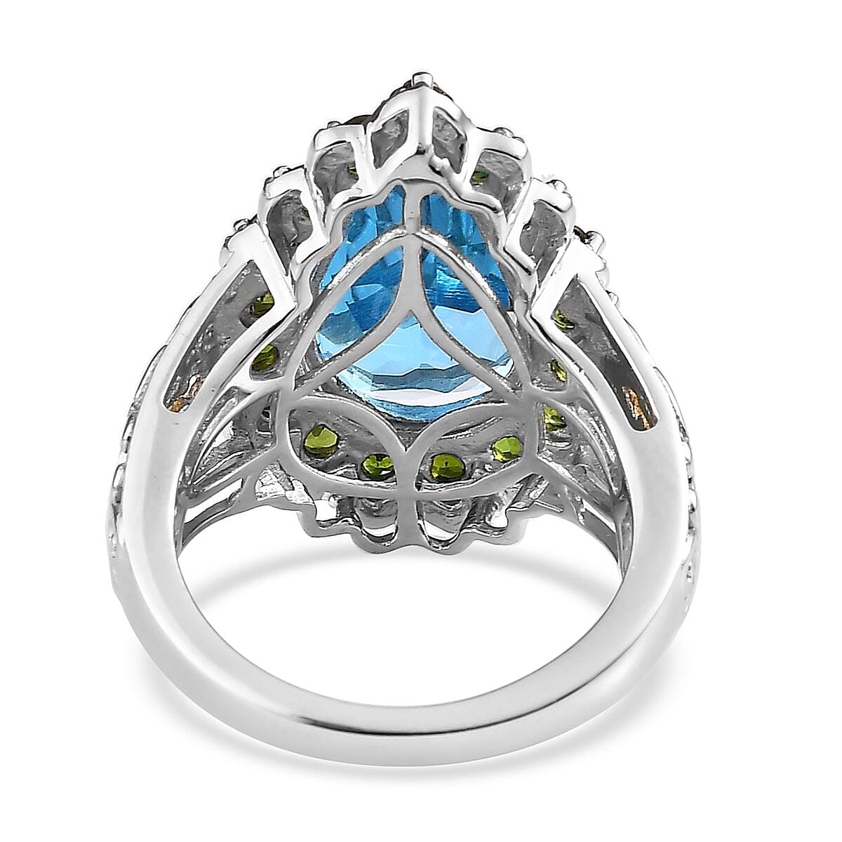 Marambaia Topaz and Chrome Diopside Halo Ring in Vermeil YG and Platinum Over Sterling Silver (Size 6.0) 8.75 ctw image number 4