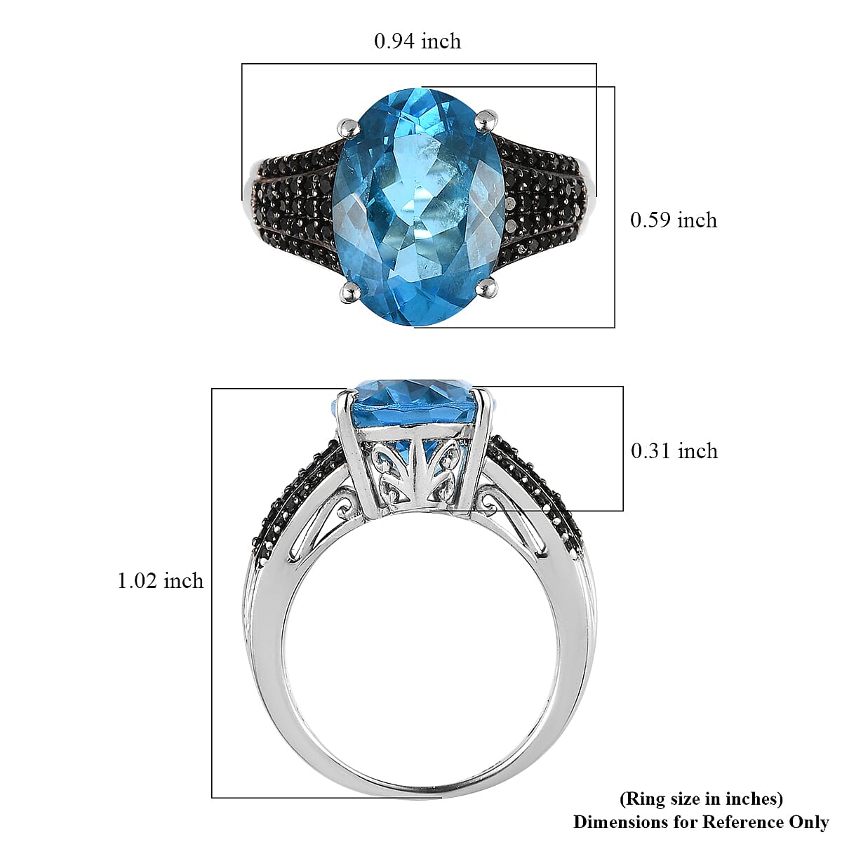 Marambaia Topaz and Thai Black Spinel Ring in Platinum Over Sterling Silver (Size 7.0) 7.90 ctw image number 4