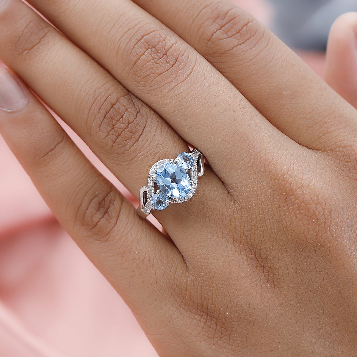 Marambaia Topaz and White Zircon Ring in Platinum Over Sterling Silver 3.00 ctw image number 2