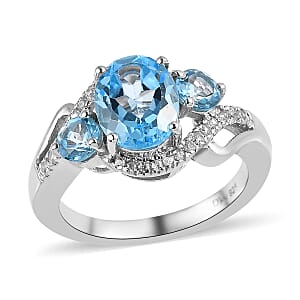 Marambaia Topaz and White Zircon Ring in Platinum Over Sterling Silver (Size 9.0) 3.00 ctw