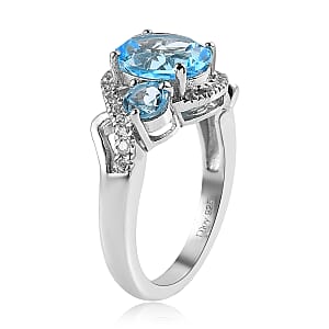 Marambaia Topaz and White Zircon Ring in Platinum Over Sterling Silver (Size 9.0) 3.00 ctw